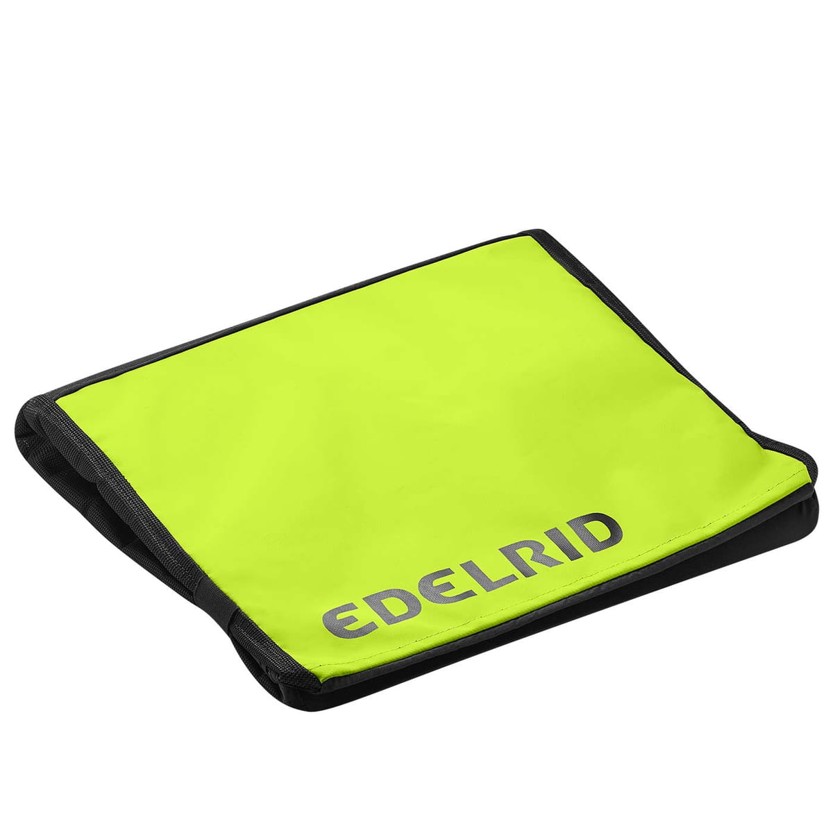 Tapis vert plié avec liseré noir et le lettrage Edelrid, modèle Houston