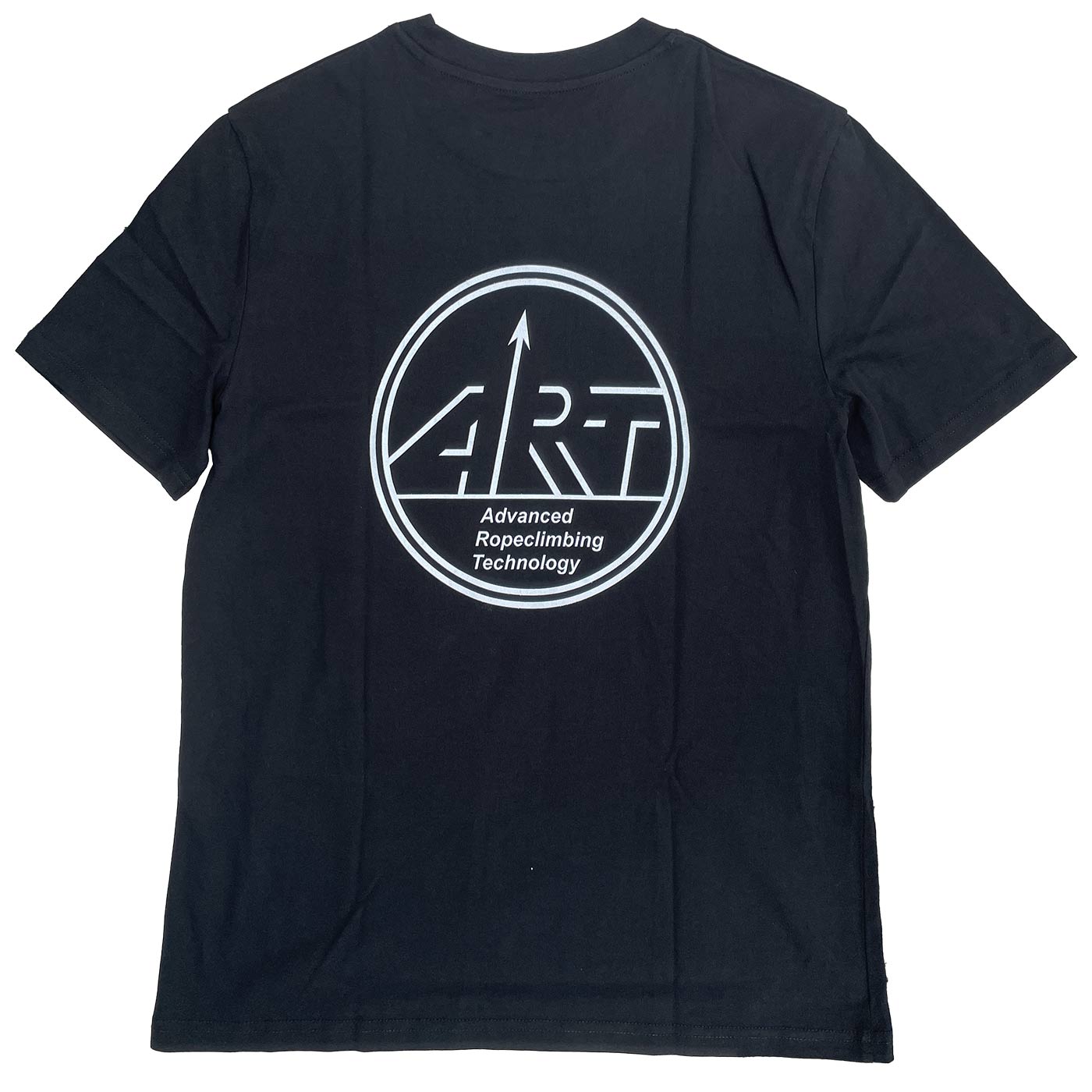 Chemise ART Snake noire avec logo ART blanc et inscription « Advanced Ropeclimbing Technology » dans le dos