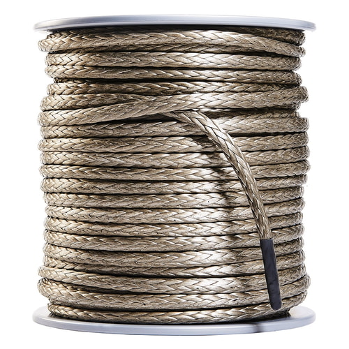 Corde ultrastatique Cobra de couleur beige enroulée sur une bobine blanche avec gaine noire à une extrémité, fabricant non visible