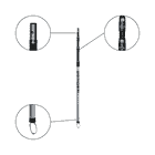 ArboRapid Ultra Light Climber 270 avec trois vues de détail agrandies de la pointe métallique, des boucles et de la boucle au bas du bâton d’escalade argenté, nom du fabricant Berger visible
