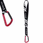 SRT Neck Loop sangle noire avec logo FTC Tree blanc, fermeture réglable et mousqueton rouge