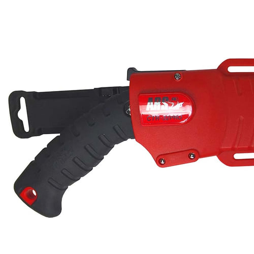 Gros plan de la poignée noire et de la gaine de protection rouge avec logo ARS et désignation du modèle CTR-32 Pro