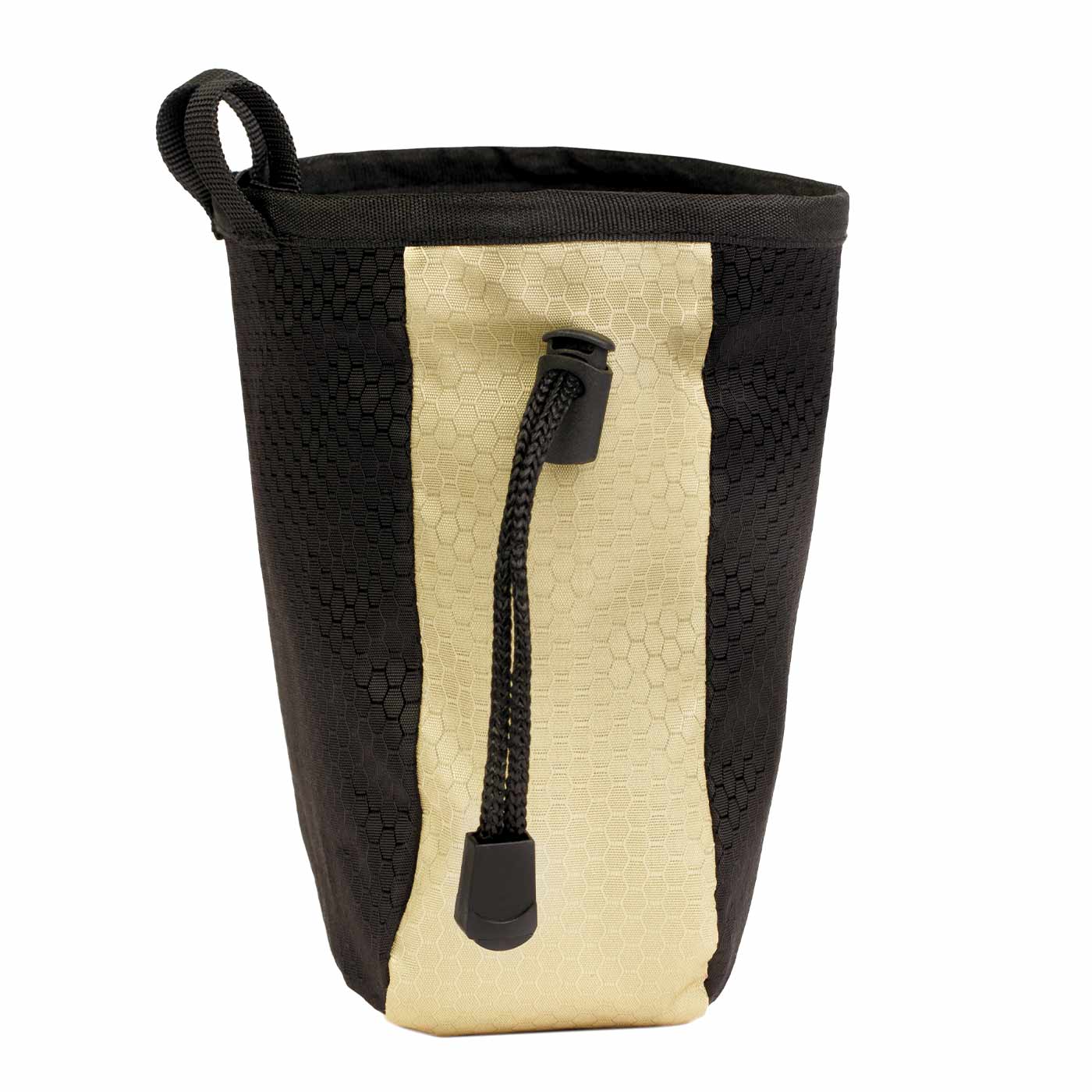 Sac SRT de FTC Tree en noir avec bande beige à l’arrière, avec cordon de serrage et boucle en haut