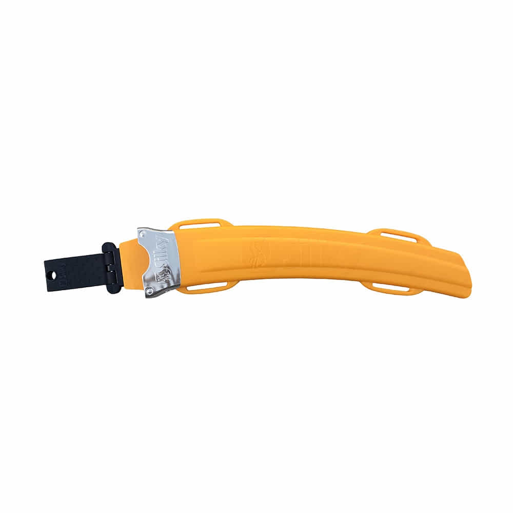 Étui Sugoi 330 de Silky, étui en plastique jaune avec sangle noire et pince en métal argenté