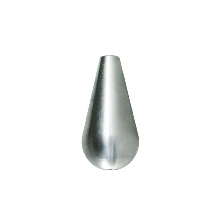 Quick-Kit Pear, une pointe métallique en forme de goutte d’eau avec une surface argentée lisse et un fond arrondi