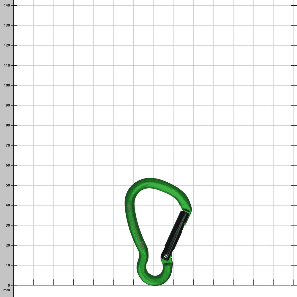 Mousqueton vert Big Mini avec mécanisme de fermeture noir sur fond blanc