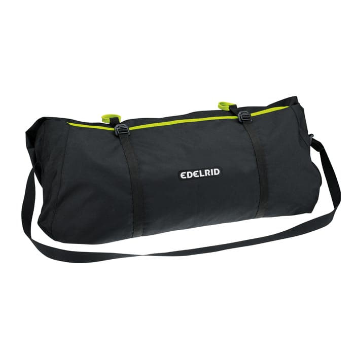 Edelrid Liner sac noir avec accents jaune-vert et sangle de transport, rectangulaire et allongé