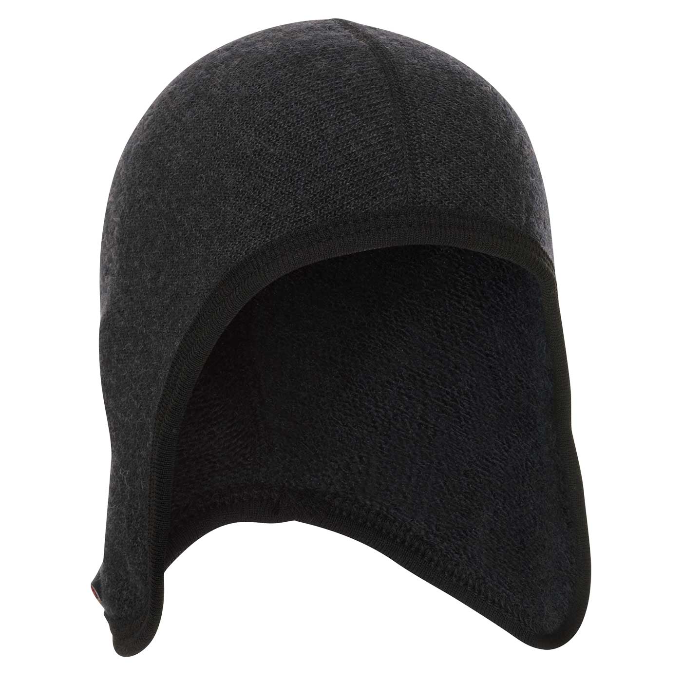 Casquette de casque noire Casquette 400 avec protection de cou allongée et couvre-oreille en matériau souple.