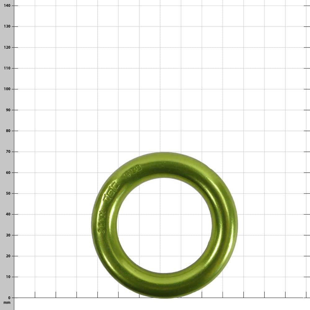 Bague en métal vert Koala Atoll L avec gaufrage sur fond blanc et grille à carreaux