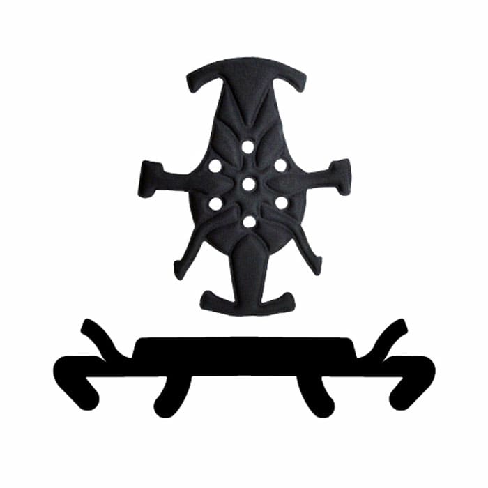 Rembourrage intérieur Kask AQ en noir, composé de deux parties avec plusieurs trous et des formes spéciales pour l’intérieur d’un casque