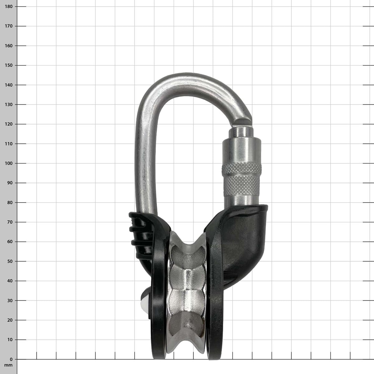 Snatchet 65 Ratchet de Harken avec mousqueton argenté et boîtier en plastique noir, vue latérale