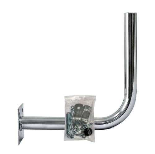 Support mural pour station de référence EPOS en métal chromé avec vis de montage et pièces dans un sac en plastique transparent