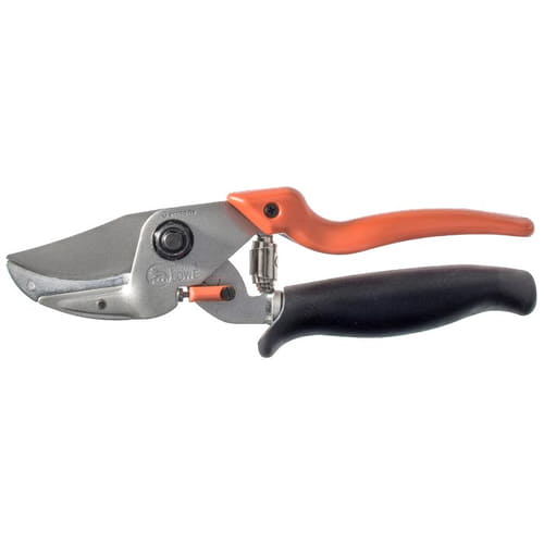 Sécateur Anvil 8.109 avec manche orange-noir et lame argentée, Fabricant Original Löwe, Allemagne, Vue latérale