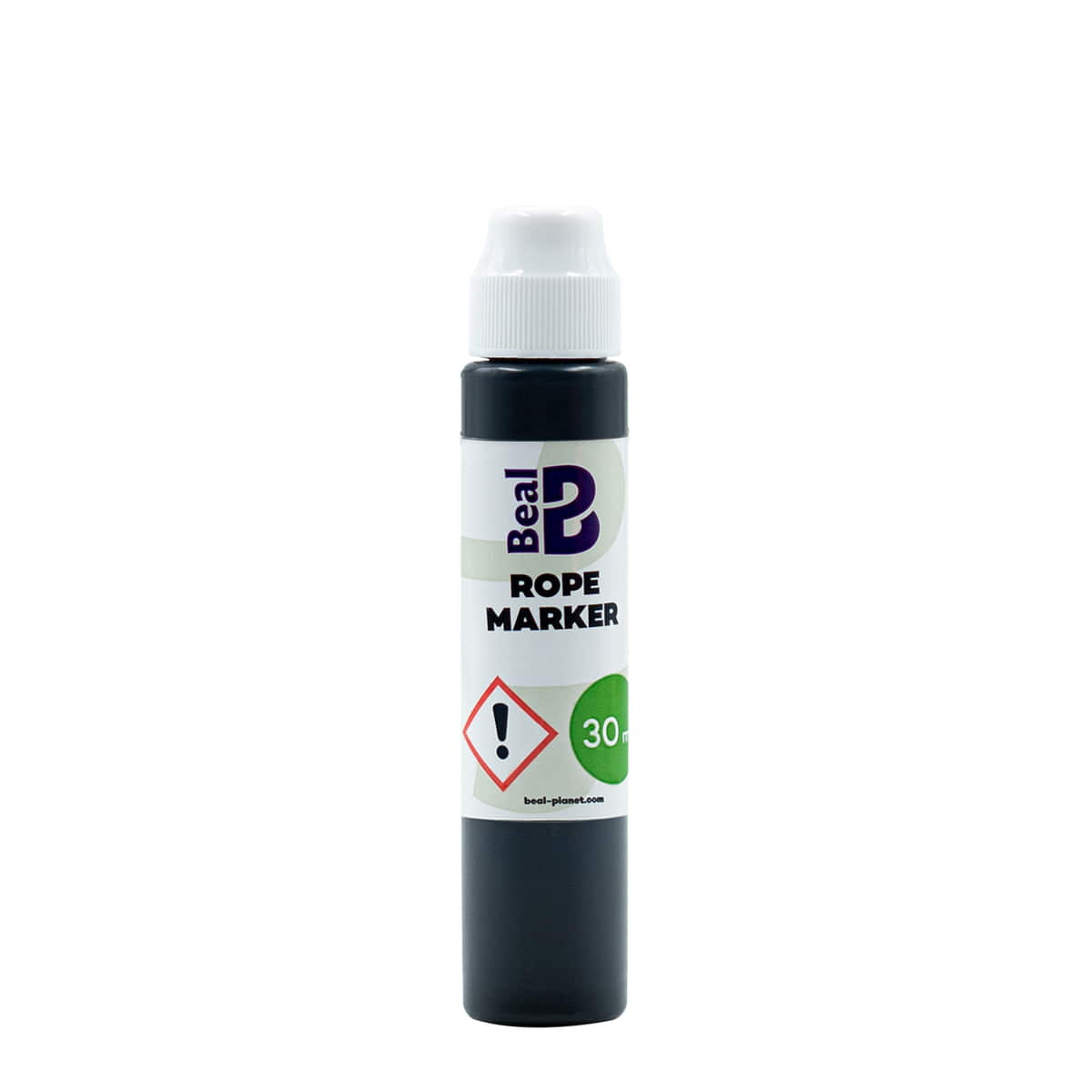 Flacon marqueur de corde Beal avec couvercle blanc et corps noir, contenu de 30 ml, sur fond blanc