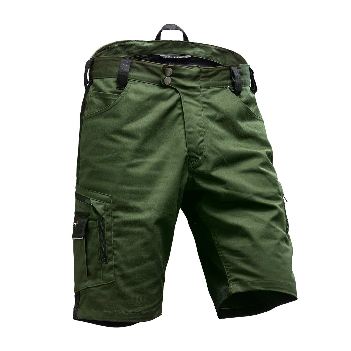 Short StretchFlex® Cancool vert, short avec deux boutons et passants de ceinture à l’avant