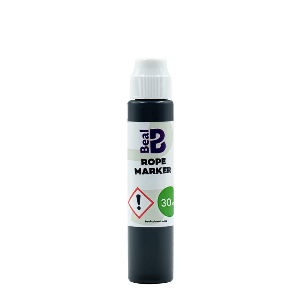 Flacon marqueur de corde Beal avec couvercle blanc et corps noir, contenu de 30 ml, sur fond blanc