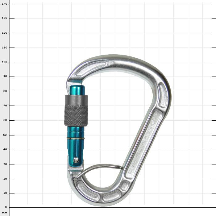 Cevedale Mousqueton à vis avec capuchon à vis fermé en argent et bleu