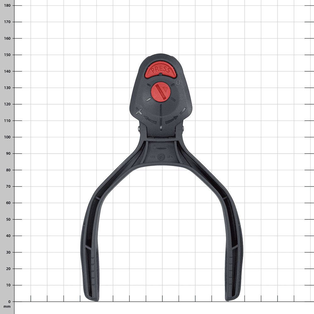 Bras de casque antibruit PROROS, construction en plastique noir avec bouton de réglage rouge en haut