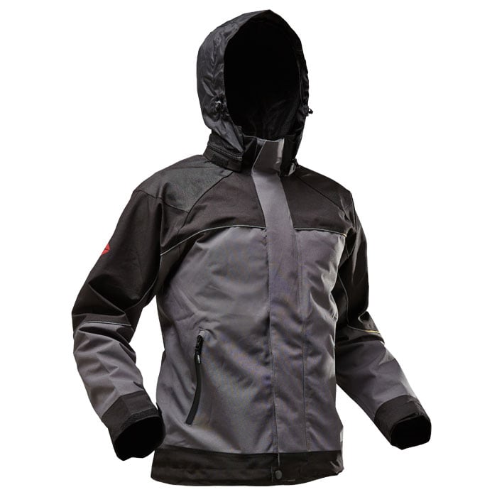 Veste de pluie Nanoshield®, veste de pluie grise et noire avec capuche, fermeture éclair et deux poches avant zippées