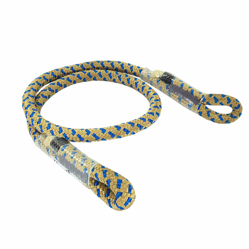 Bee-Line Sling 10, corde tressée beige-bleu avec deux extrémités de boucle et renforts transparents aux extrémités