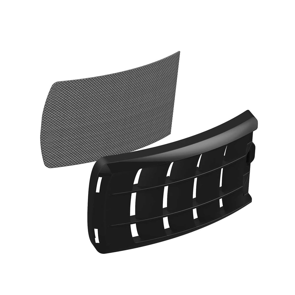Préfiltre PowerCap Infinity avec couvercle, deux parties séparées en noir et gris, fabricant non visible