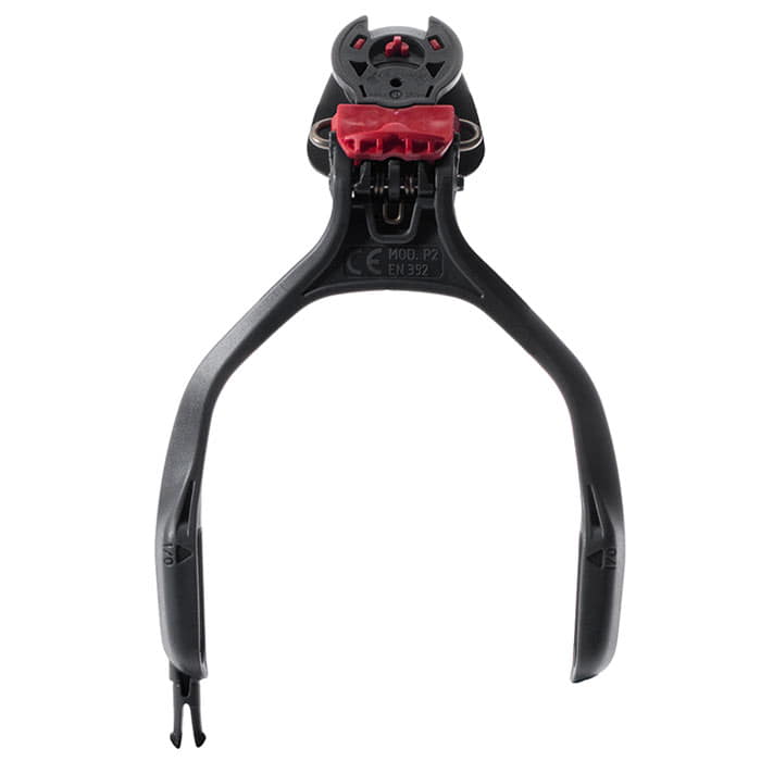 PROTOS® Wireless Bracket P2, support noir avec fermeture rouge vu de l’avant