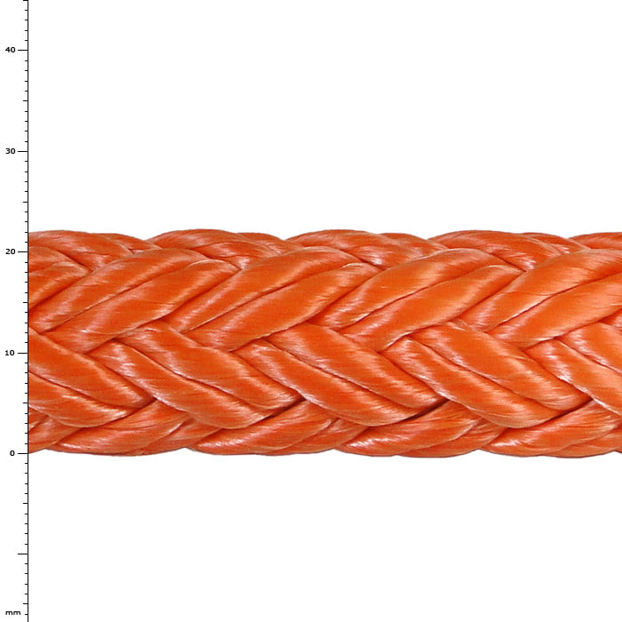 Corde tressée Tenex TEC 25 rouge orangé avec structure fine et surface lisse