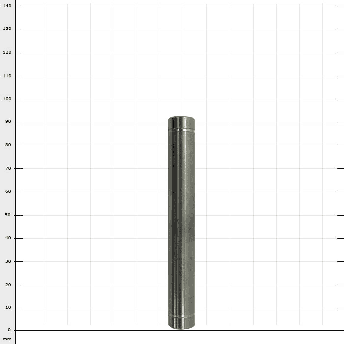 Goupille en acier inoxydable - LD2, goupille cylindrique en acier inoxydable, sur fond de grille blanche avec indications millimétriques