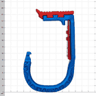 skyHOOK Open Gate en bleu et rouge, vue latérale avec détails et structure visibles