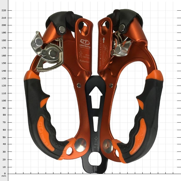 Quick Arbor H, via ferrata, orange-noir, avec mécanisme et poignées en métal
