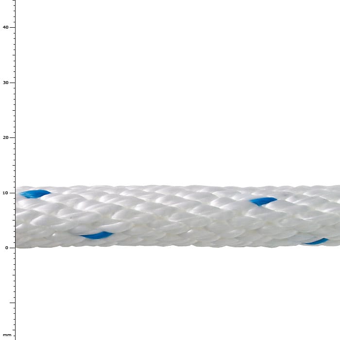Gros plan de la ligne de travail blanche avec des points bleus et une structure tissée sur fond blanc