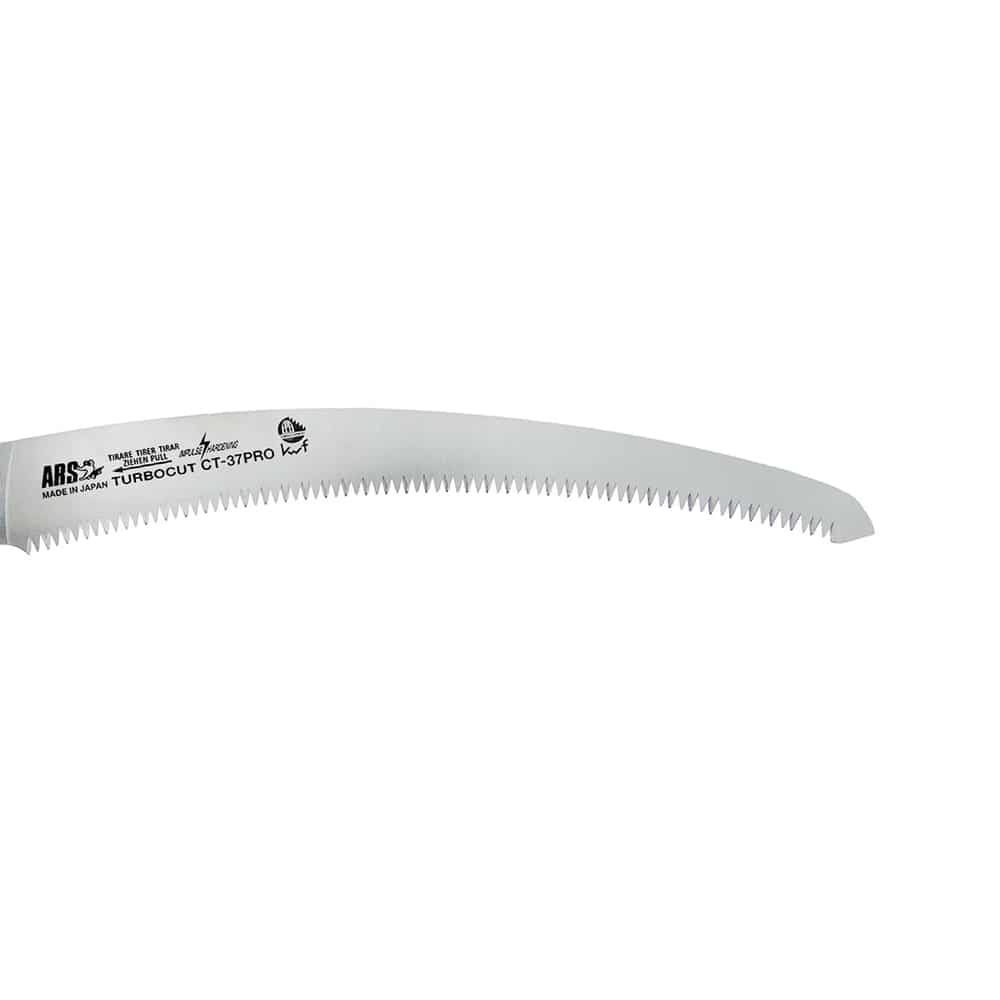 Lame de scie CT-37 Pro d’ARS, lame de scie incurvée avec dents fines et impression « TURBOCUT CT-37PRO » et « Made in Japan » sur la lame