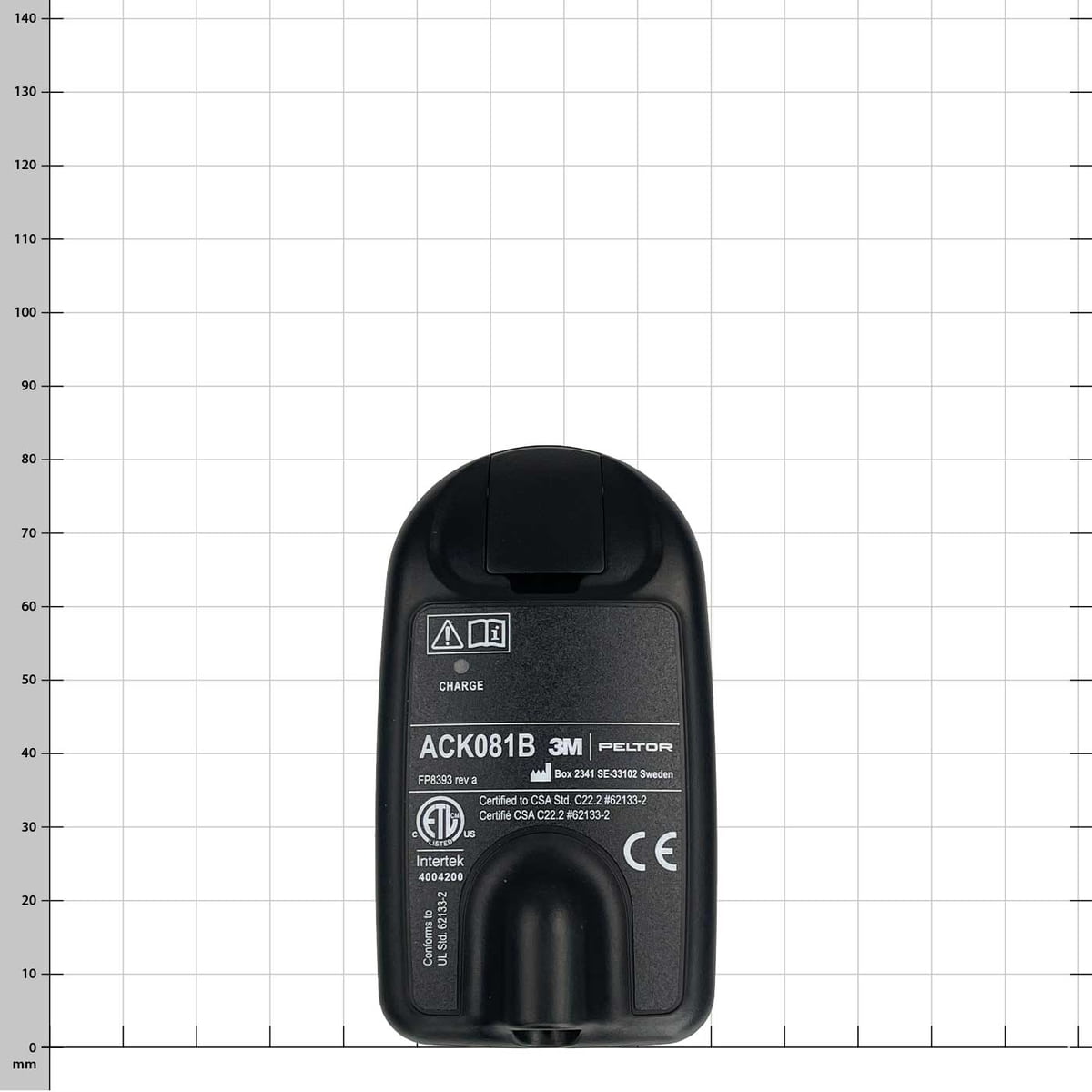 Batterie Lite Com ACK081B de 3M Peltor, batterie rectangulaire noire avec inscription et symboles à l’avant