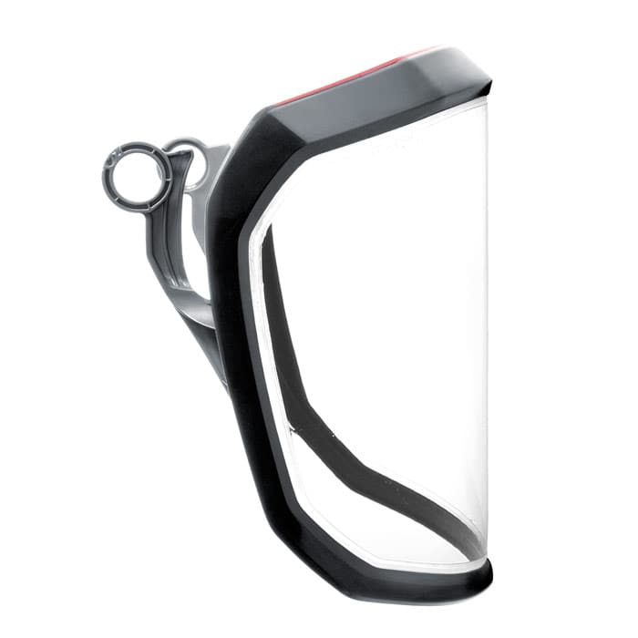 PROTOS® Visière Visière claire et transparente avec cadre noir et mécanisme de montage gris