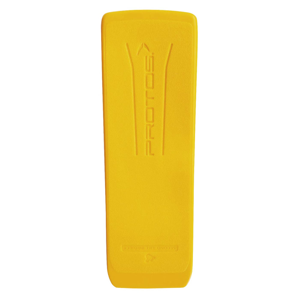 Cale d’abattage PROTOS® jaune par le haut avec inscription PROTOS en relief