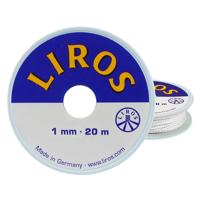 Fil de gréement 1.0 de Liros, bobine de fil blanc avec impression « LIROS », 1 mm, 20 m, fabriqué en Allemagne