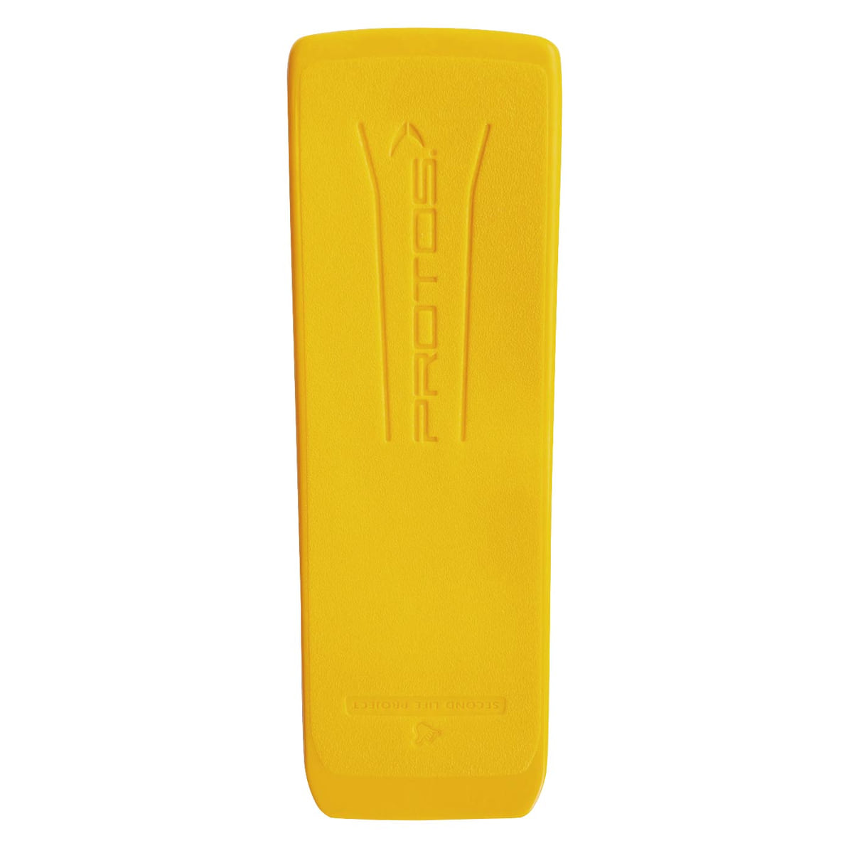 Cale d’abattage PROTOS® jaune par le haut avec inscription PROTOS en relief