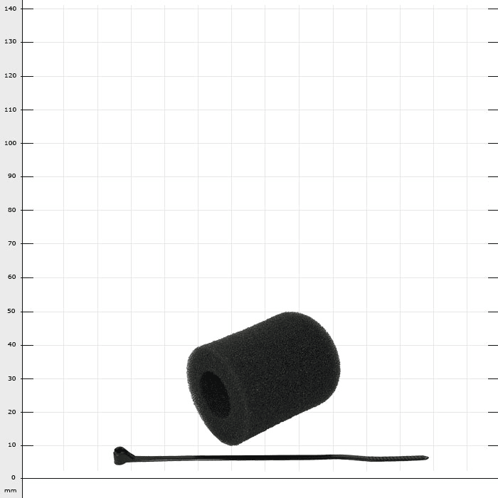 Protecteur de microphone Lite Com M40-1 en mousse noire avec un serre-câble noir à côté