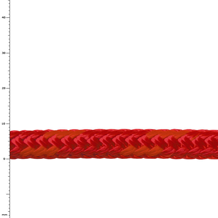 Corde tressée rouge Softline avec des accents orange