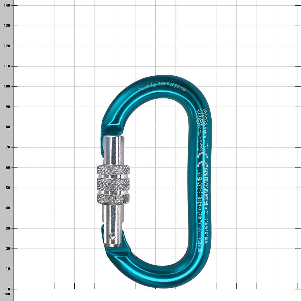 Mousqueton ovale Screwlock en bleu avec bouchon à vis, nom du produit Oval Screwlock