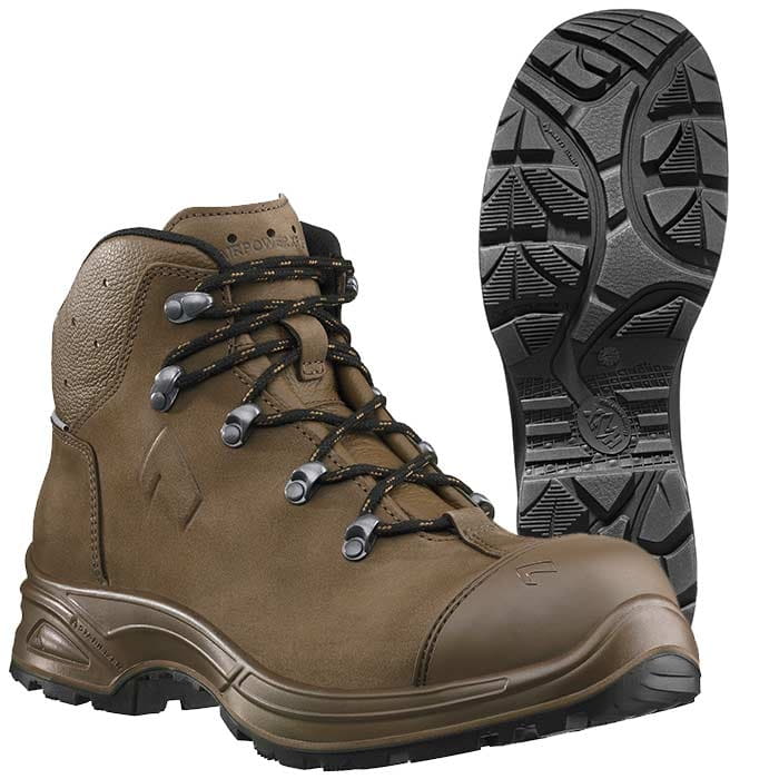 Chaussure de travail Airpower XR26 marron avec semelle et laçage noirs, nom du fabricant non visible