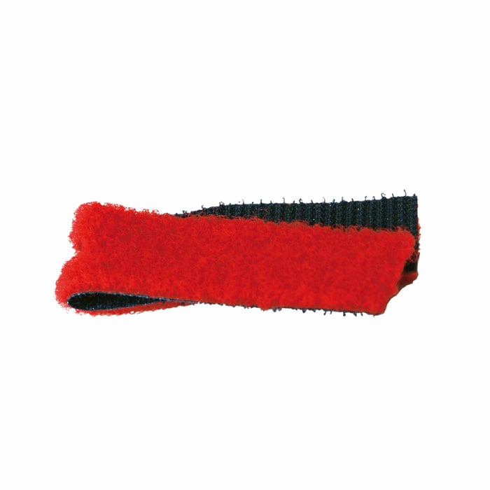 Sangle velcro SpiderJack 2.1, velcro rouge et noir enroulé.