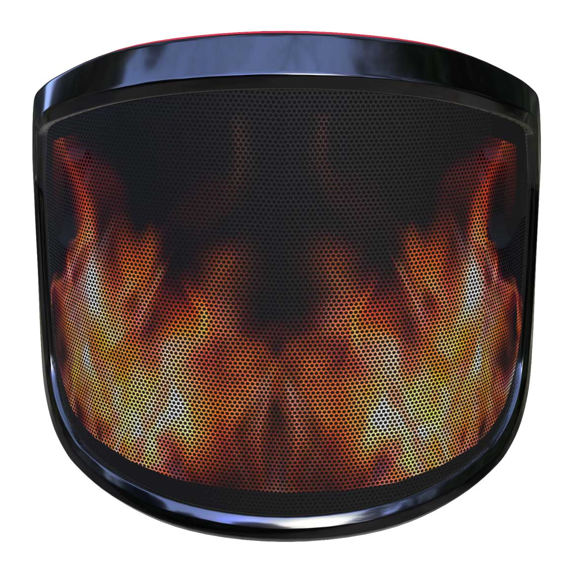 Visière PROTOS® Special Edition avec cadre noir et motif de flamme sur la visière à l’avant