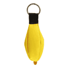 Porte-clés ECO en jaune avec ruban en tissu noir et porte-clés argenté