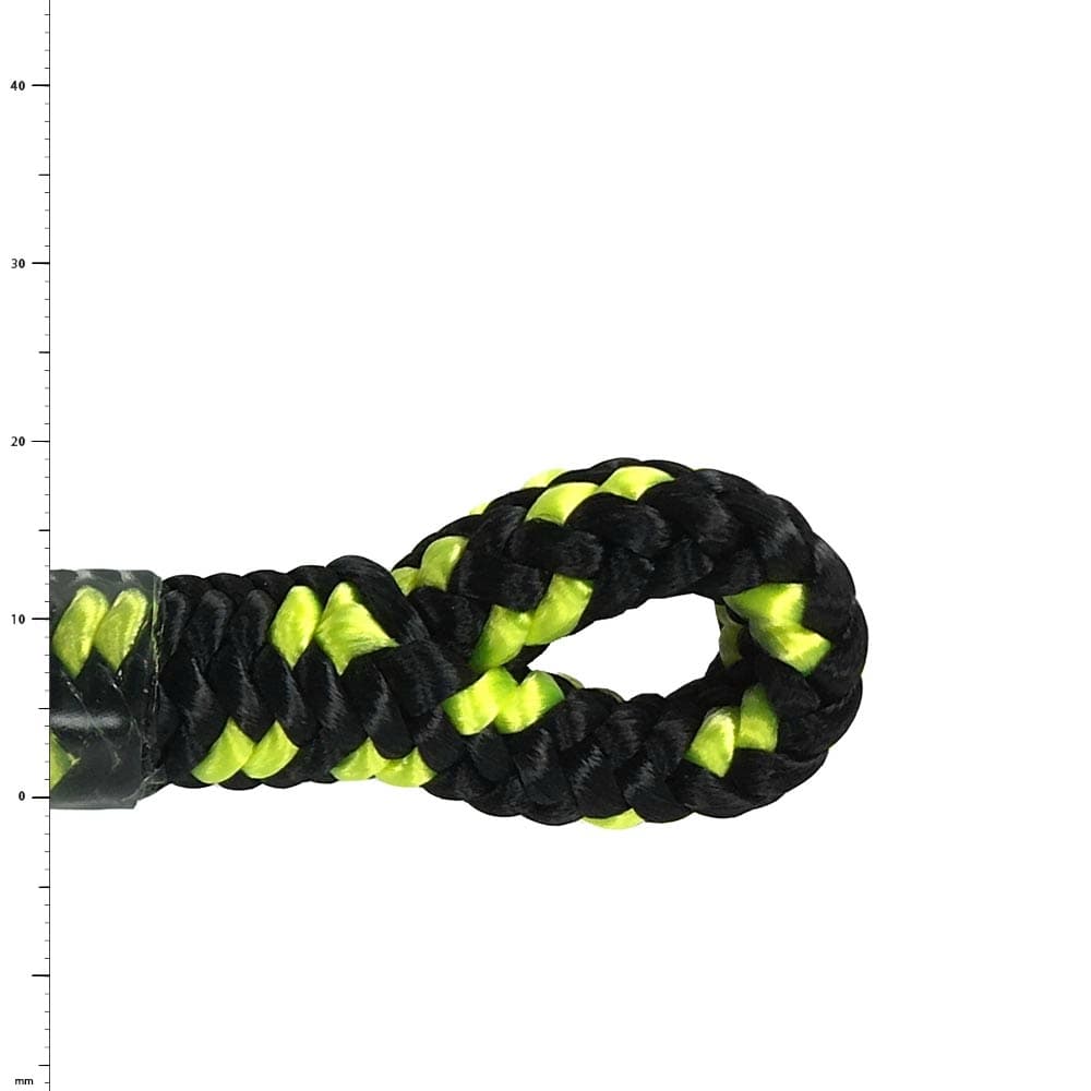 XP-e Bahamas Épissure, corde tressée noire et jaune verte avec boucle à une extrémité