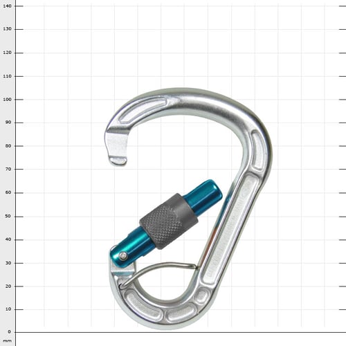 Cevedale Mousqueton à vis avec capuchon à vis ouvert en argent et bleu