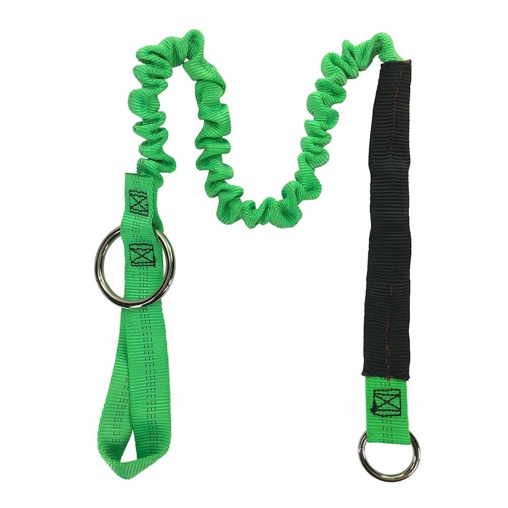 Strop 50, élastique vert avec deux anneaux métalliques, une extrémité avec renfort noir