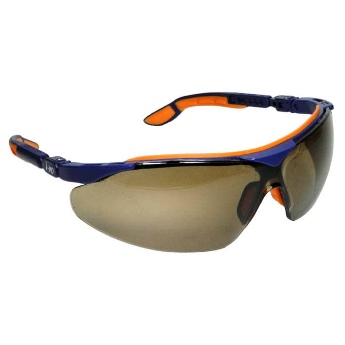 Lunettes de sécurité Uvex i-vo avec verres teintés et monture bleu-orange