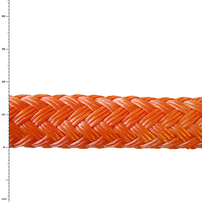 Corde de taureau 16 Original, gros plan d’une corde tressée orange avec une texture et un motif fins