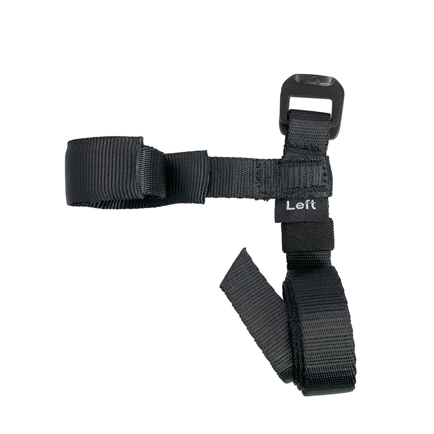 Sangle Foot Cruiser Left, sangle noire avec boucle et étiquette textile « Left »